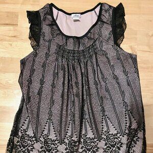 Black lace sleeveless blouse, size Large, CDW brand